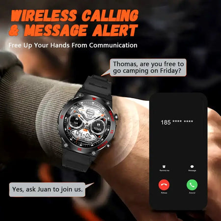 LAXASFIT Outdoor Smartwatch LED Flashlight Bluetooth