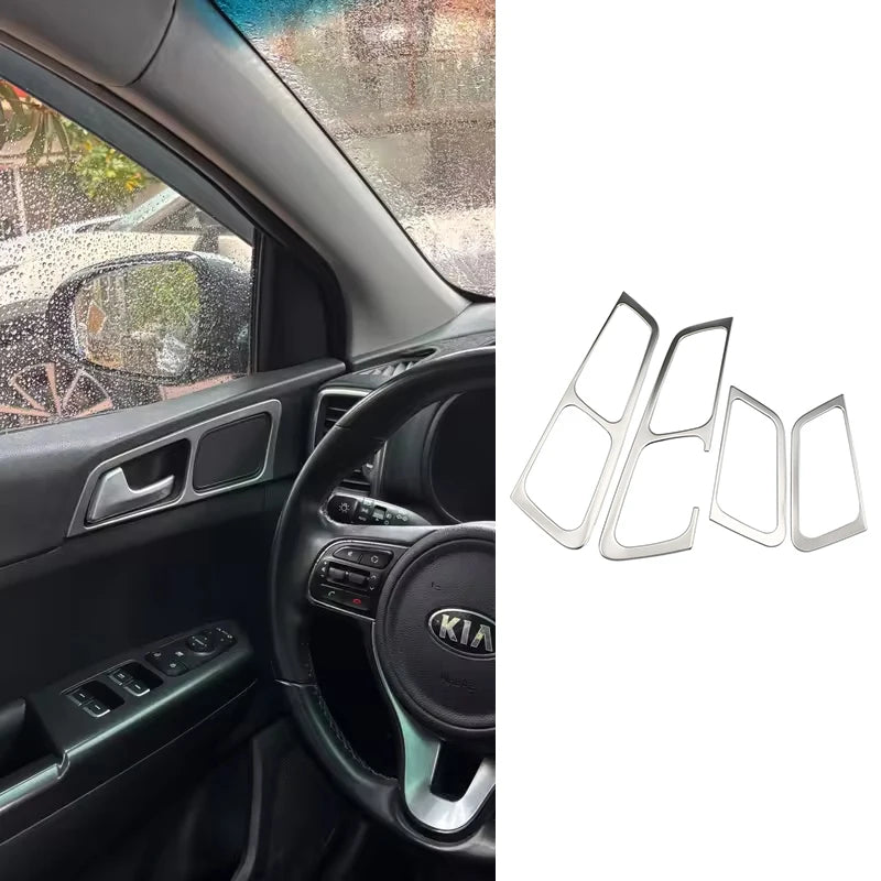 Inner Door Handle Cover Trim 4 Piece for Kia Sportage QL KX5 Stainless Steel Decoration 2016 to 2023 LHD