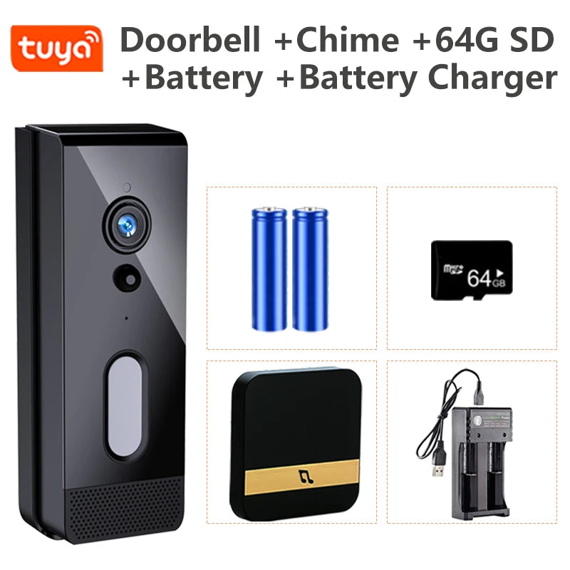 Tuya Smart Home Doorbell Camera &ndash; 1080P HD Video Intercom Option 10 / AU Plug