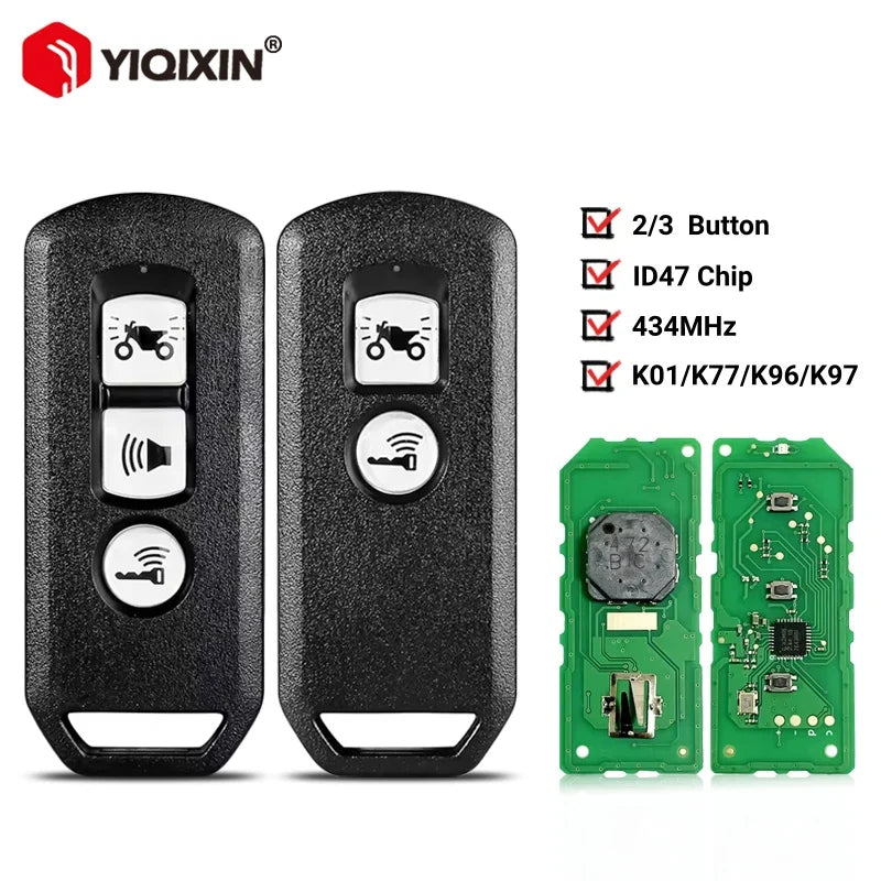 Nuotolinis raktas Honda ID47 434MHz pakeitimas K01 K77 K96 K97 motoroleriui, įtrauktas korpusas, plokštė