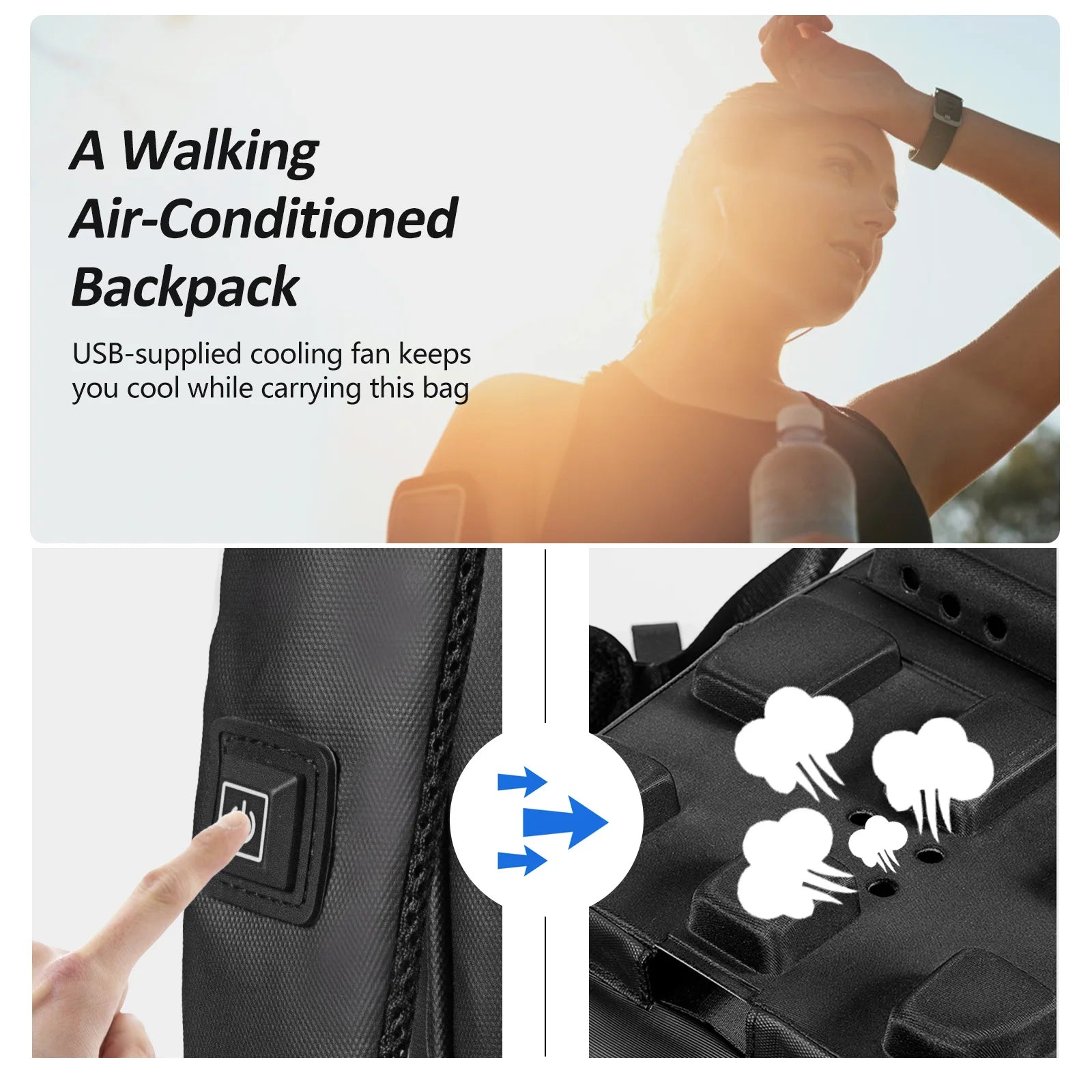 Lixada Backpack With Cooling Fan &ndash; Three-Stage Wind