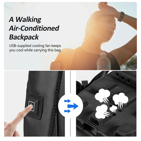 Lixada Backpack With Cooling Fan &ndash; Three-Stage Wind