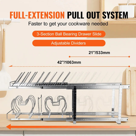 2 Tier Expandable Pull Out Pan And Pot Rack Under Cabinet
