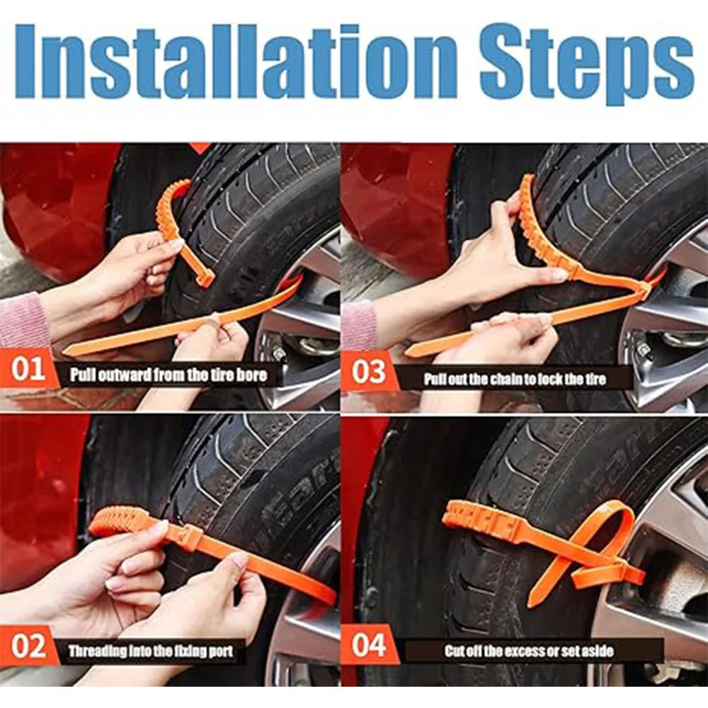 Anti Skid Snow Chains - Double Grooves For Traction