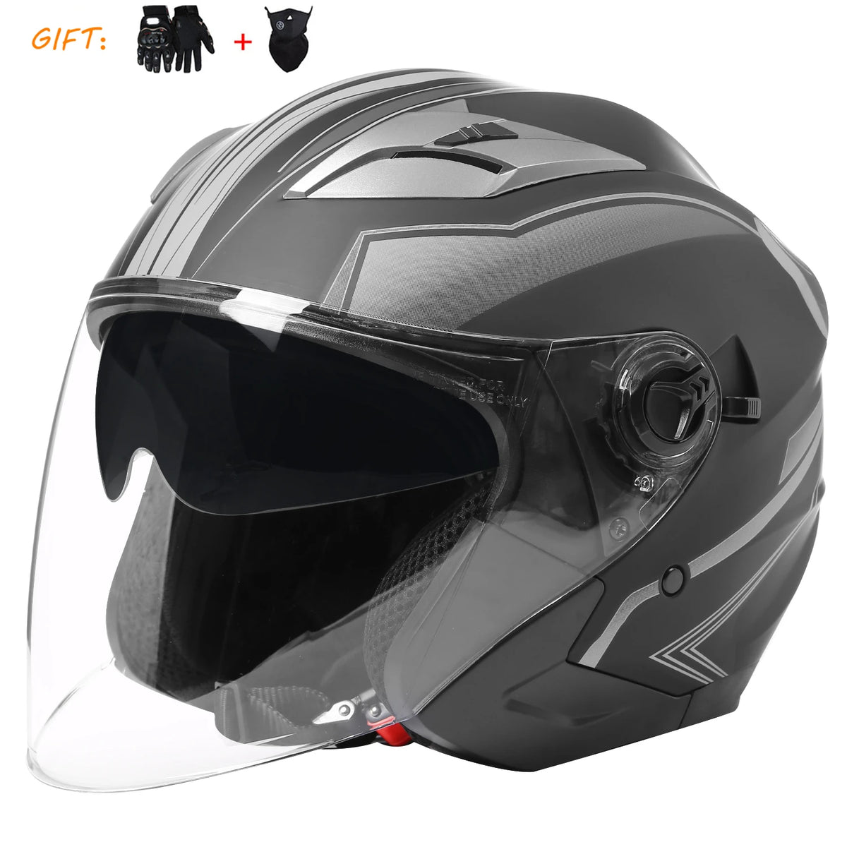 BLDC 3/4 Open Face Motorcycle Helmet with Dual Visor for Men and Women