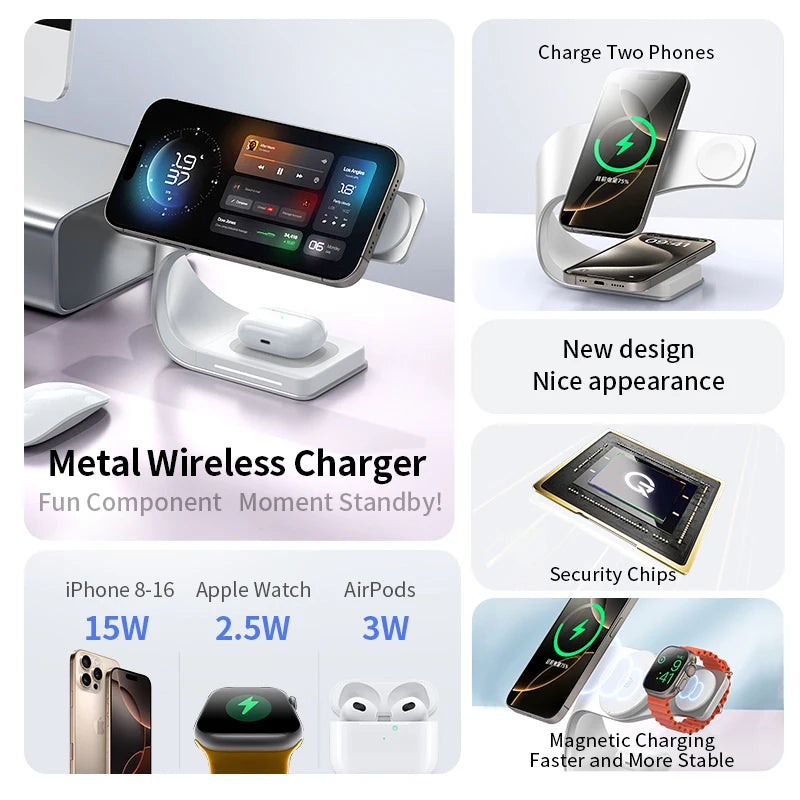 CrownQu 4 in 1 Wireless Charger &ndash; Magnetic Fast Charging Station