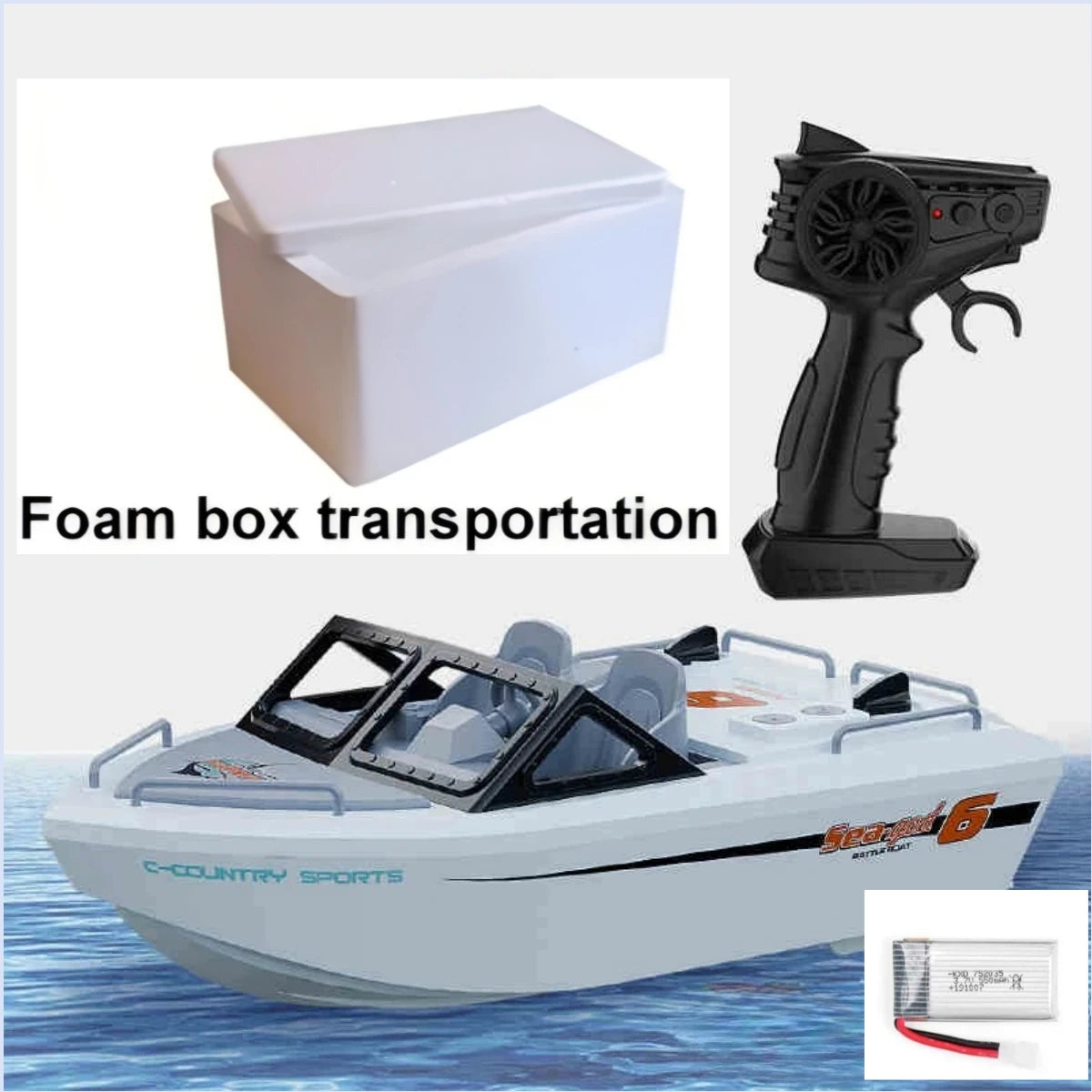 ZEY RC Brushless Jet 2.4G Remote Control Speedboat for Boys White-1B FoamBox