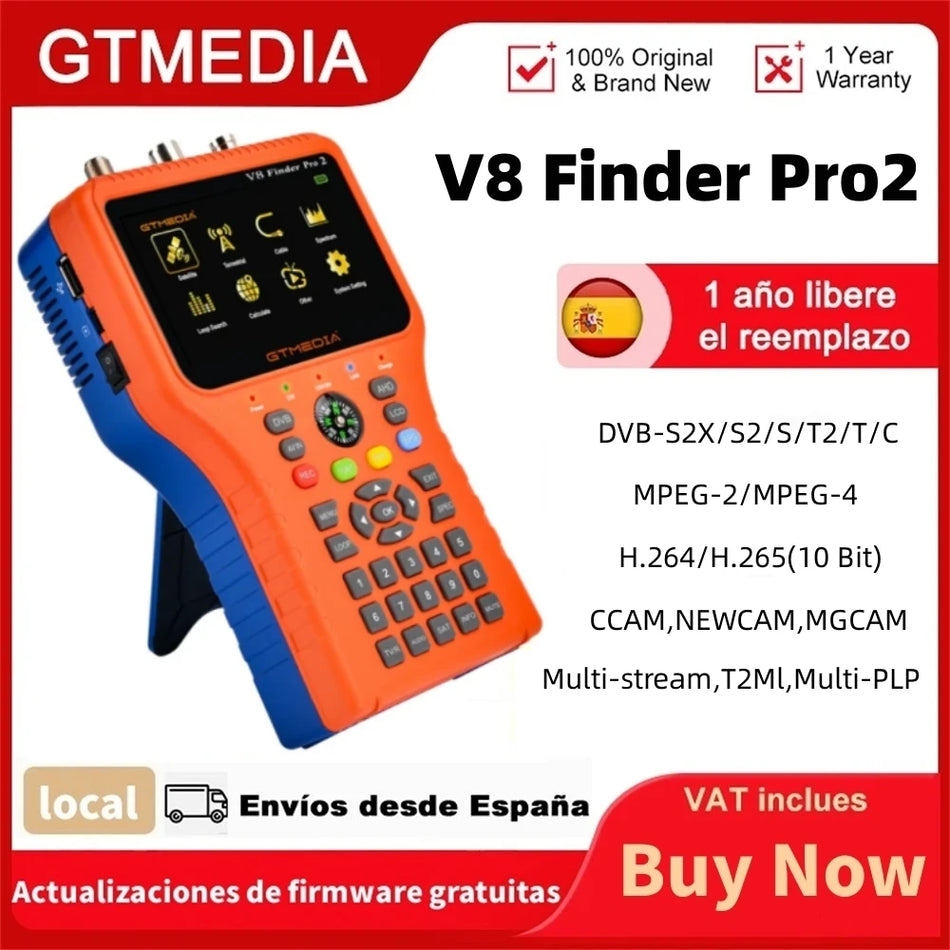GTMEDIA V8 Finder Pro2 Satellite Finder DVB-S2X/S2/S/T2/T/C MPEG-2/4 H.264/H.265 (10 bit) 1080P HD Support IKS Digital Satfinder