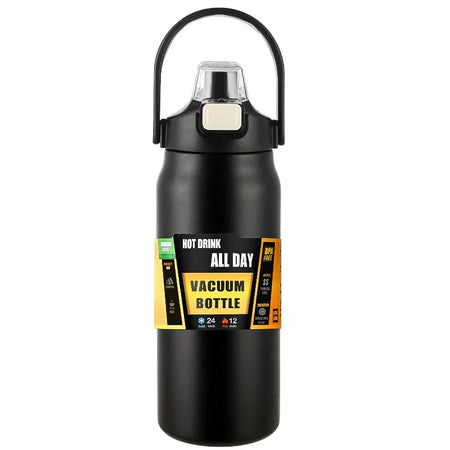 Outdoor Thermos 304 Stainless Steel Vacuum Flask with Straw - Keep Drinks Cold &amp; Hot Black / 800ml