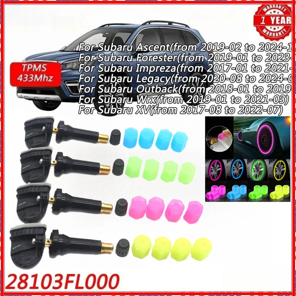 Renkaanpainevalvonta-anturi 433MHz 28103FL000 Subaru Forester 4-pakkaus yhteensopiva TPMS