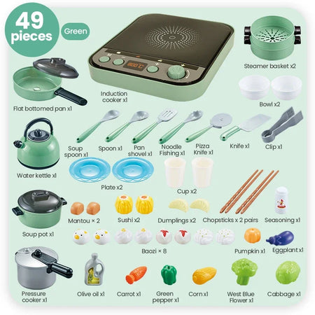 Play House Set &ndash; Imaginative Kitchen Role Play 49pcs-green