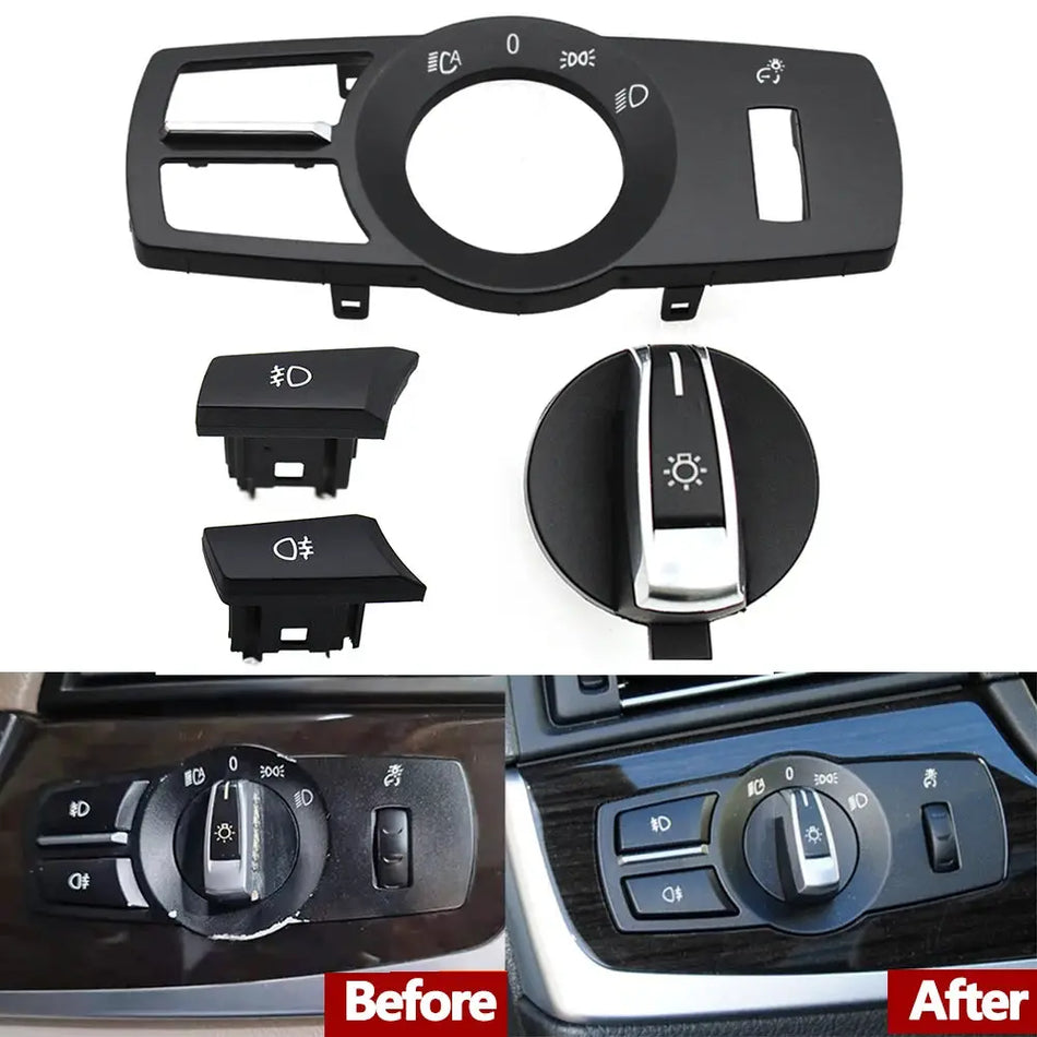 Foglight Button Head Lamp Rotary Headlight Switch Cover For BMW 5 Series 5GT 6S 7S X3 X4 F01 F02 F10 F11 F07 F06 F12 F25 F26 by InterCyprus Trading Ltd