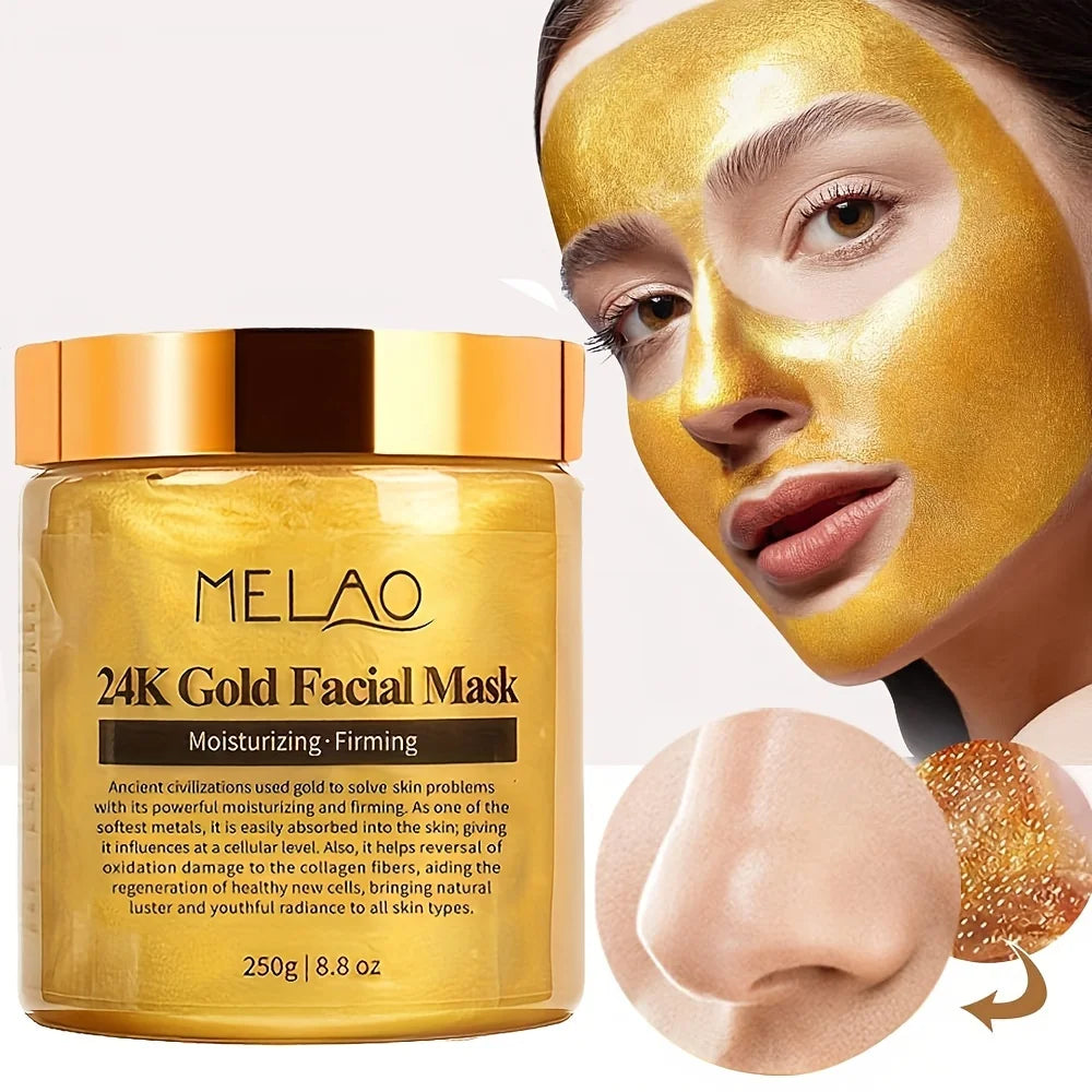 MELAO 24K Gold Face Mask - Anti-Aging, Moisturizing, Collagen Enriched