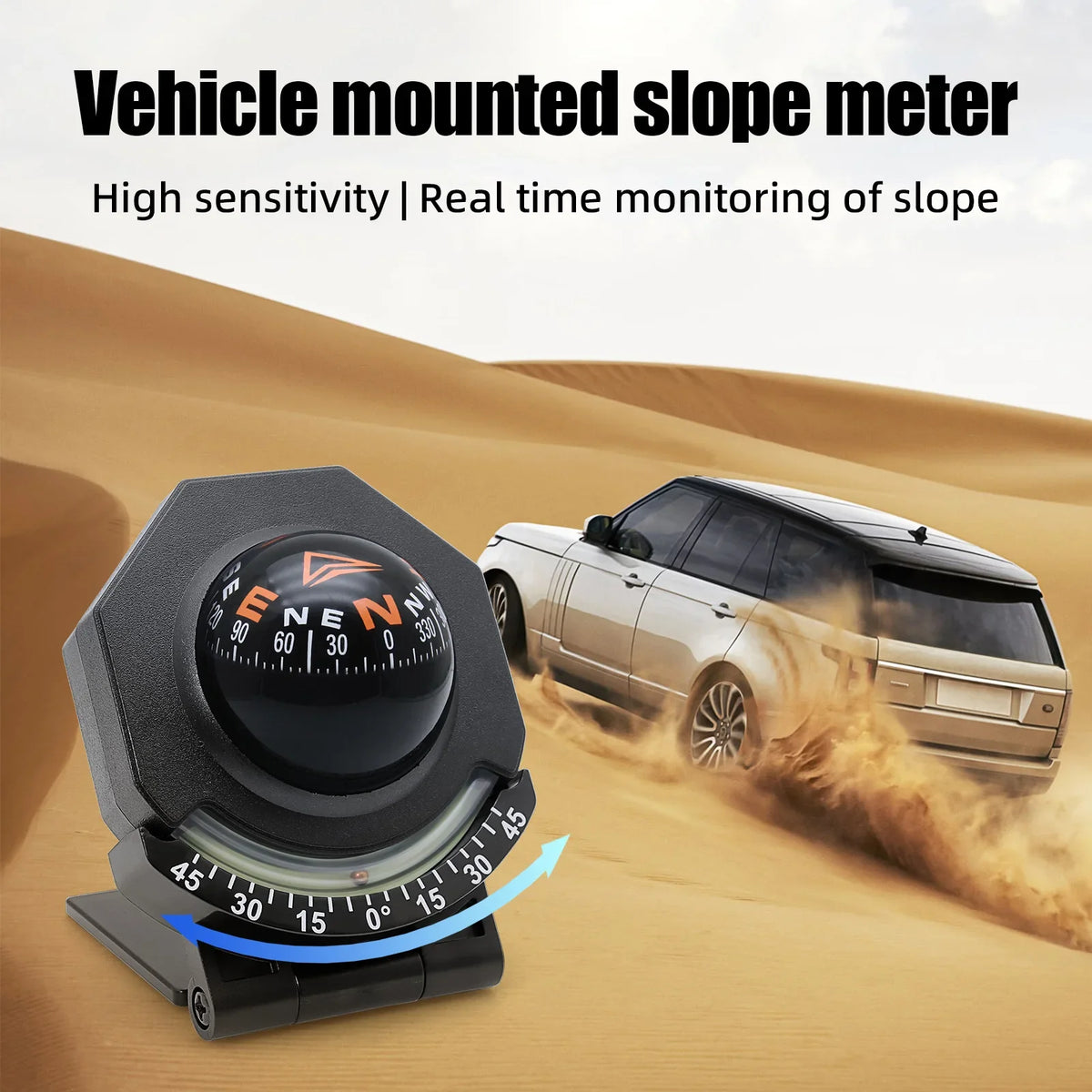 Car Dashboard Compass With Slope Meter - Fast Navigation