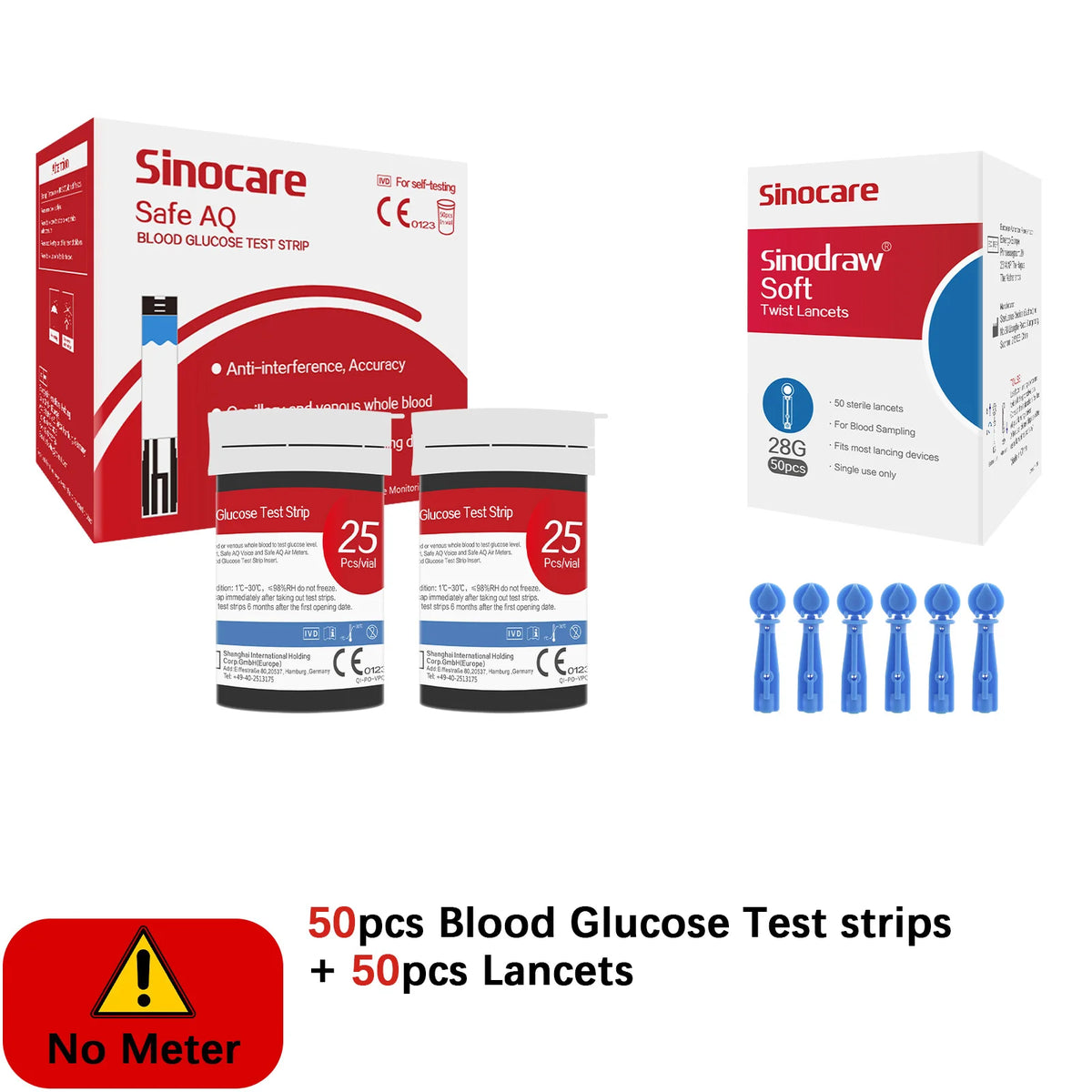 Safe AQ Blood Glucose Meter &ndash; Fast Results in 5 Seconds 50 Strips No Meter / CHINA