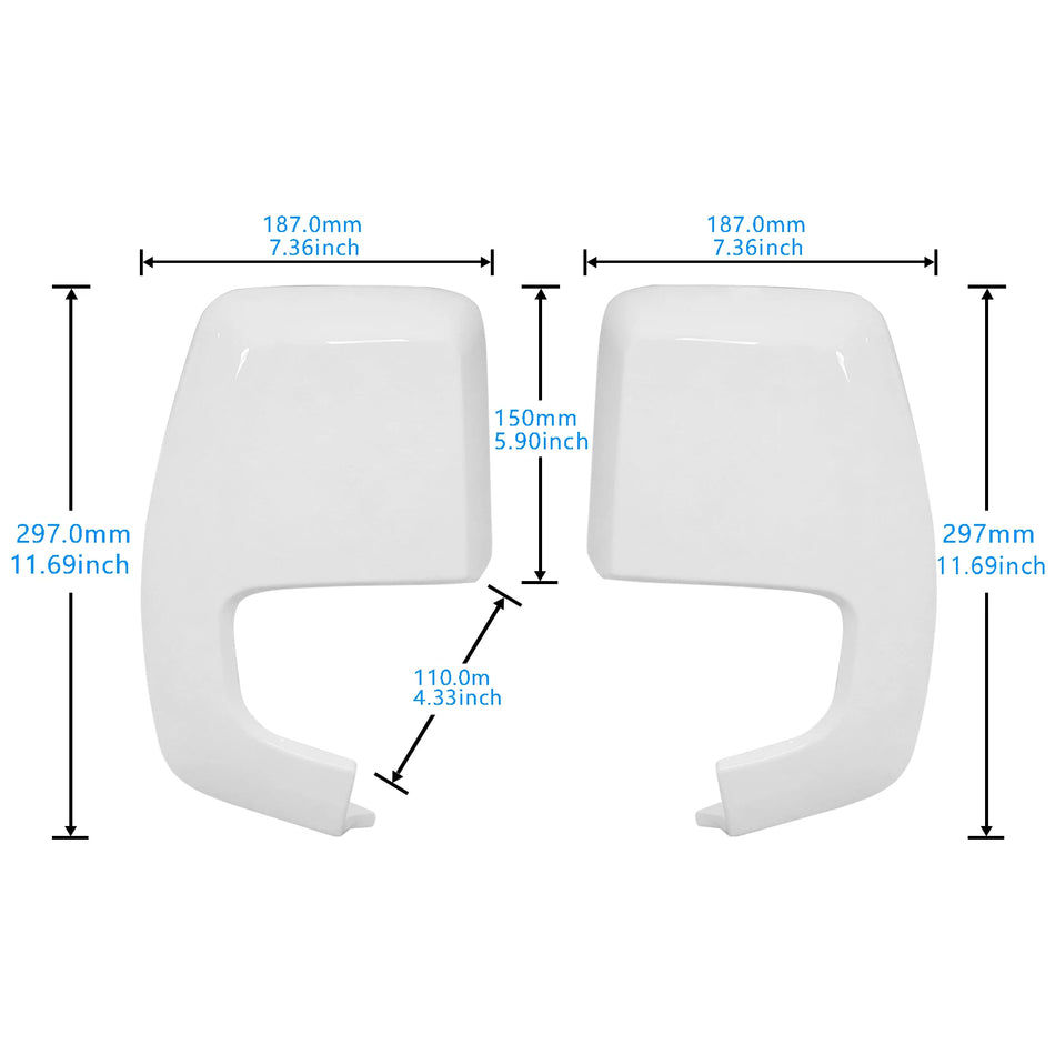 Mirror Cover Caps White for Ford Transit Custom Left and Right ABS Plastic Replacement Parts
