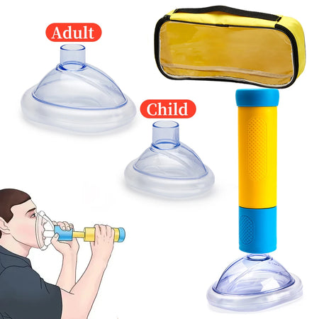 CPR First Aid Device &ndash; Essential Anti-Choking Rescue Mask Yellow with bag