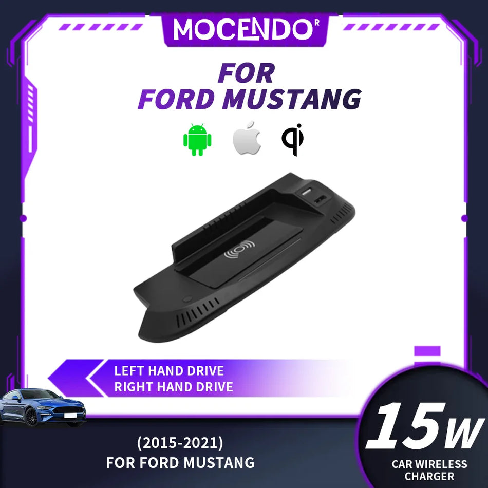 Adaptateur de charge sans fil Qi 15W rapide pour Ford Mustang 2015-2021