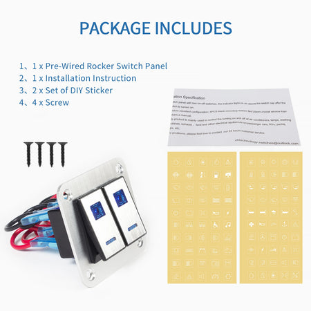 Premium 4/6 Gang Waterproof Switch Panel with Digital Voltmeter and Dual USB Ports 2 gang silver