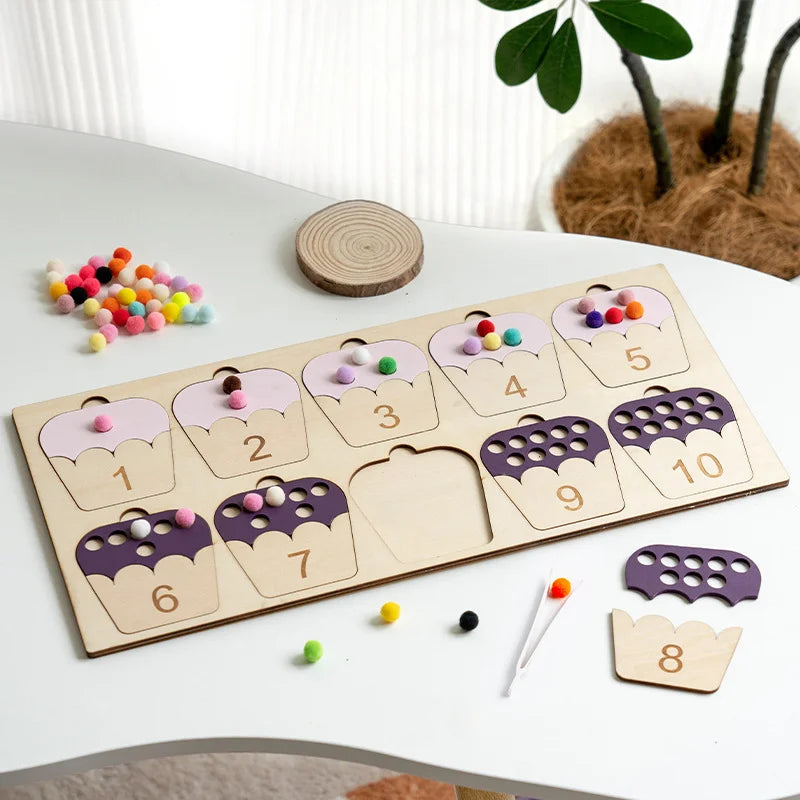 Montessori Träpussel för räkning 1 till 10 Matchningsspel