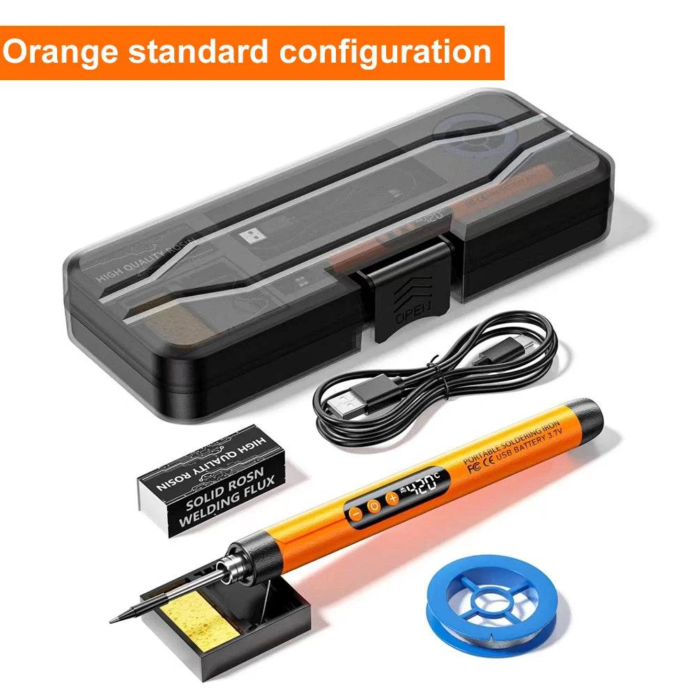 Portable Soldering Iron Kit &ndash; Digital Display Adjustable Temperature Orange