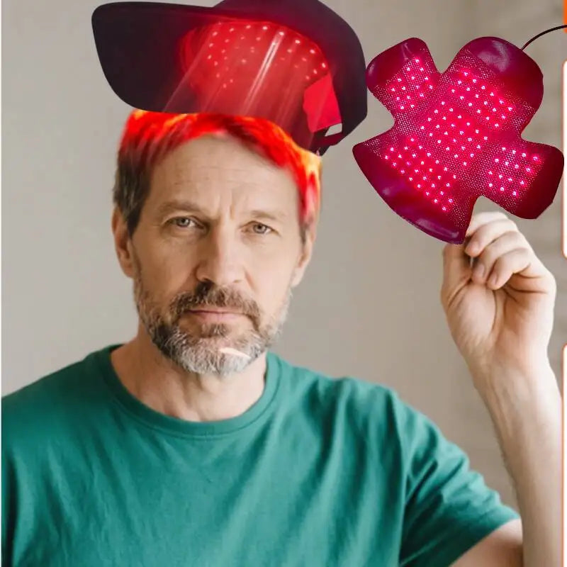 Červená světelná terapie klobouk pro růst vlasů bezdrátová čepice