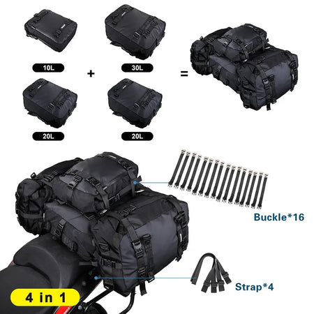 Rhinowalk Motorcycle Bag 10l/20L/30L Motor Back Seat Tail Bag Strap Install With Removable Waterproof Inner Bag by InterCyprus Trading Ltd