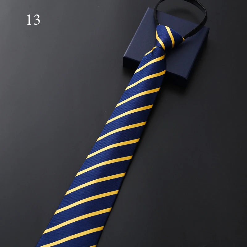 Lazy Zipper Men's Stripe &amp; Solid Colour Slim Tie 13