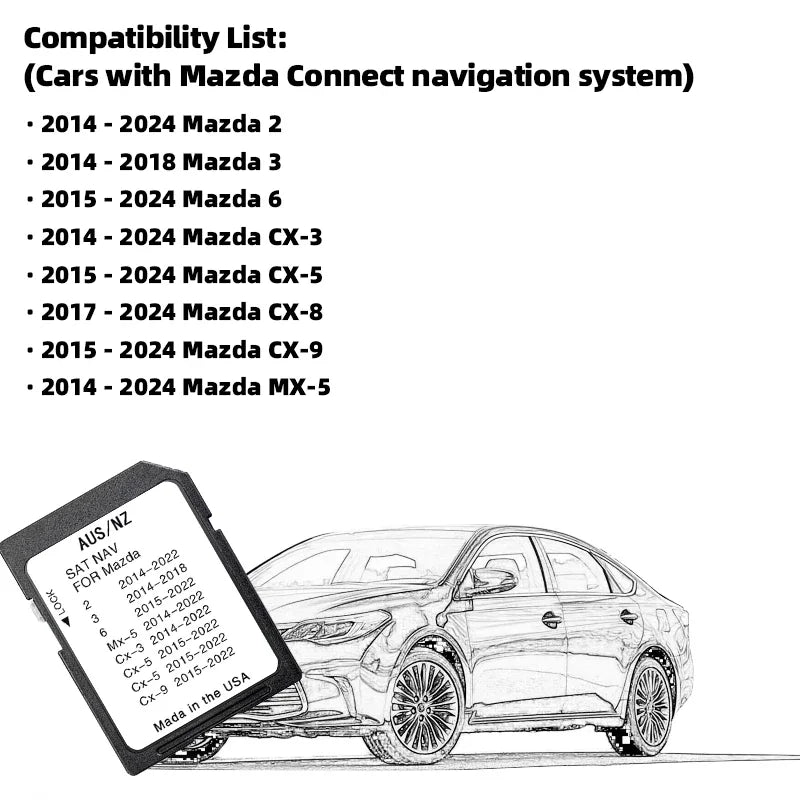 Mazda Navigation SD Card &ndash; Updated 2024 Australia New Zealand Maps for Mazda Connect