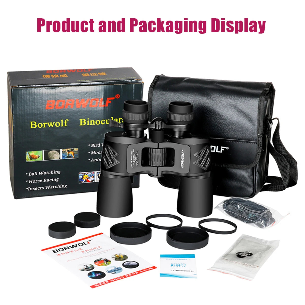BORWOLF 10-30X50 Binoculars &ndash; HD Zoom For Hunting Low Light