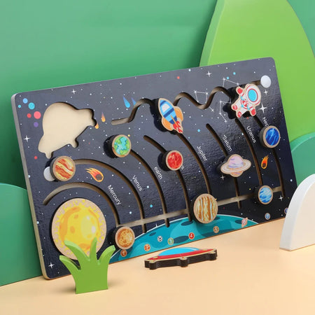 Wooden Solar System Puzzle &ndash; Educational Space Learning Toy NB265C1