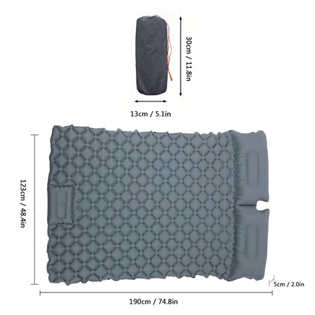 Sleeping Pad For Camping 2 Person Double &ndash; Ultra Lightweight Light Grey