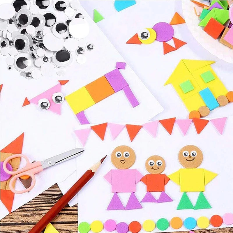 Children Craft Toys Sponge Patch Black&White Eyes Decorative Handmade DIY Geometry Triangle Square Circle Sponge Stickers TMZ