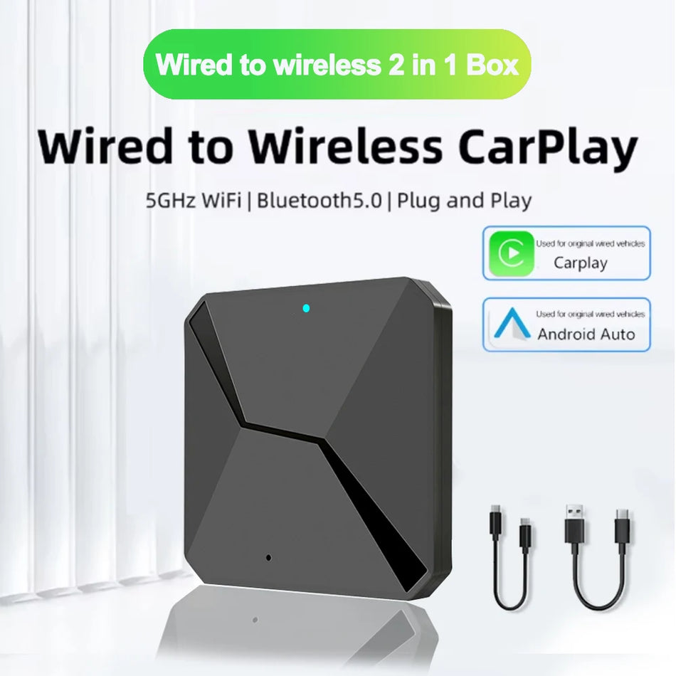 2'si 1 arada Kablosuz CarPlay ve Android Auto Dongle, Tak ve Çalıştır WiFi ile