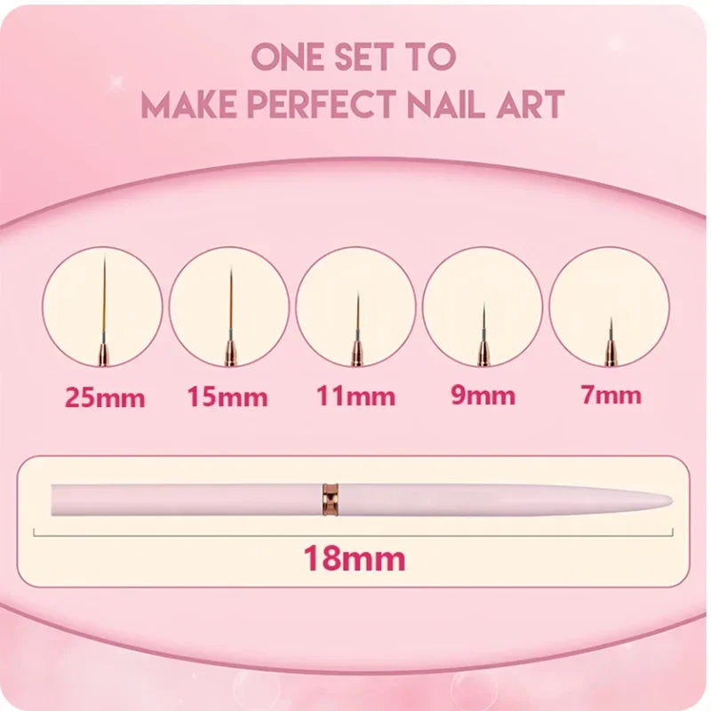 YIKOOLIN 5PCS Nail Art Liner Brushes Set &ndash; Ultra Fine Lines