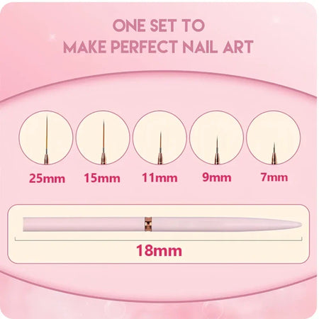 YIKOOLIN 5PCS Nail Art Liner Brushes Set &ndash; Ultra Fine Lines