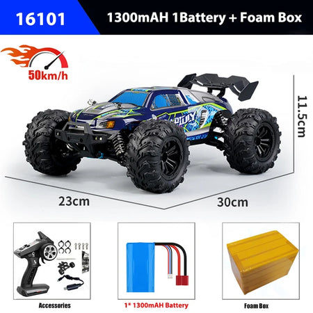1/16 70KM/h 4WD RC Car &ndash; Ultra Fast Brushless Motor Racing 16101 Blue