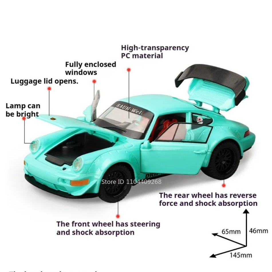 Diecast model avtomobilček z zlitinasto karoserijo in gumijastimi pnevmatikami, povleci nazaj in luči