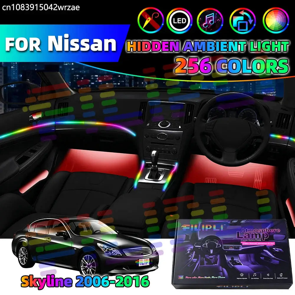 14 in 1 For Nissan Skyline 2006-2016 Years Car Interior Ambient Lights Strips Breathing Lighting Kit App Control Auto LED strips by InterCyprus Trading Ltd