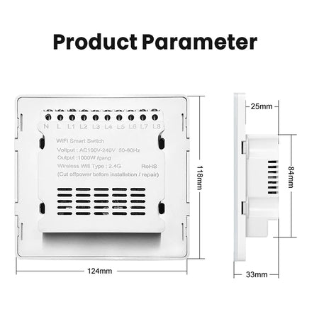 Brazilian Smart Touch Wall Switch - 4/6/8 Gang WiFi Voice Control