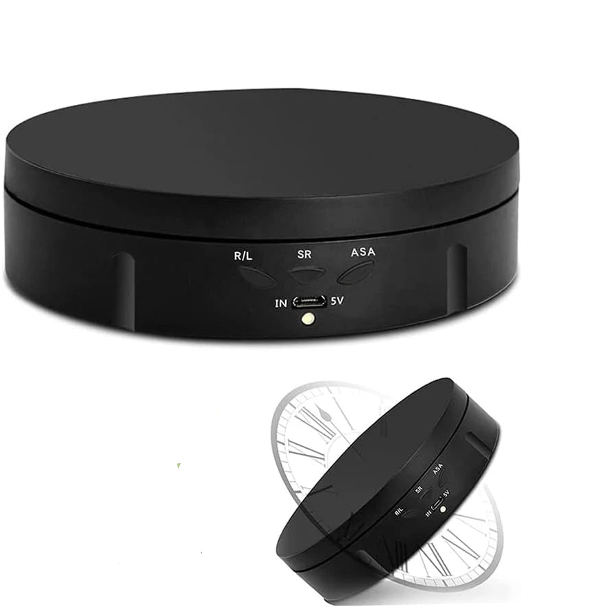 360-Degree Photography Turntable with Remote Control &amp; Motorized Display Stand 146MM Black