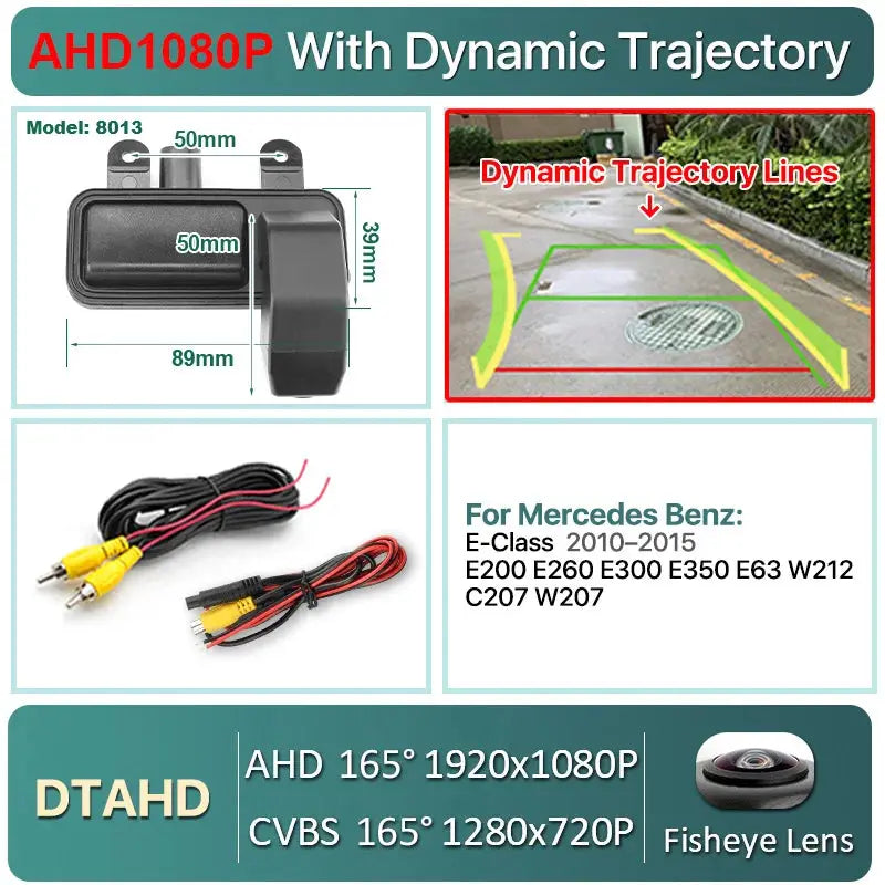 AHD 1080P Dynamic Trajectory Car Reverse Trunk Handle Camera For Mercedes Benz B Class W212 W246 B200 E Class W207 C/CLC W203 by InterCyprus Trading Ltd