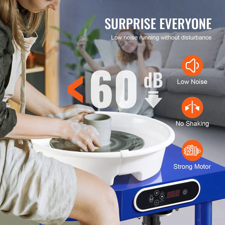 SucceBuy 10in Pottery Wheel &ndash; Adjustable 60-300 RPM