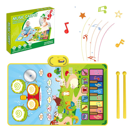 Toddler Educational Music Play Mat - 80x50cm Floor Piano &amp; Drum Mat with Instrument Sounds for Kids D with box