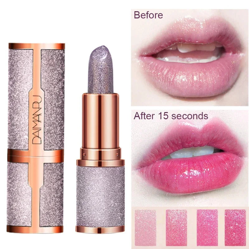 Temperature Color Changing Glitter Lipstick - Waterproof Velvet Matte Lip Tint