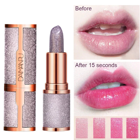 Temperature Color Changing Glitter Lipstick - Waterproof Velvet Matte Lip Tint