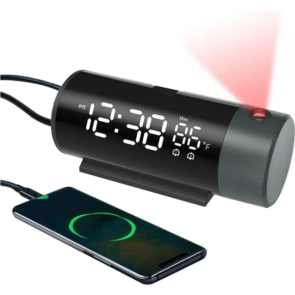 Smart LED Projection Alarm Clock &ndash; 180&deg; Ceiling Display