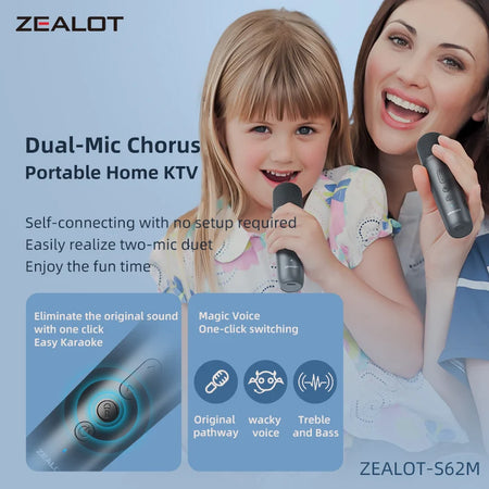 ZEALOT-S62M Karaoke Machine &ndash; Portable Bluetooth 5.3 System