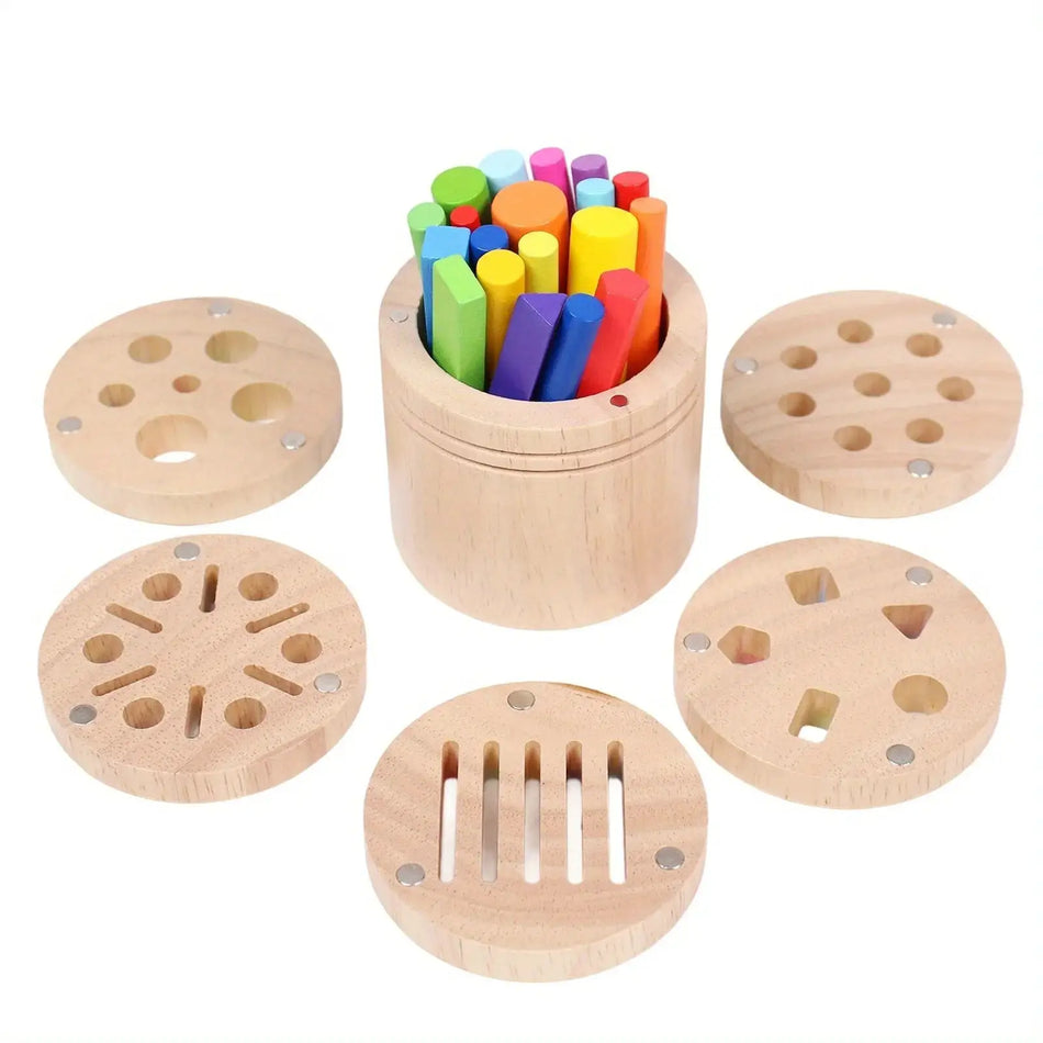 Wooden Magnetic Shape Sorting Cup For Toddlers Montessori Learning Toy by InterCyprus Trading Ltd