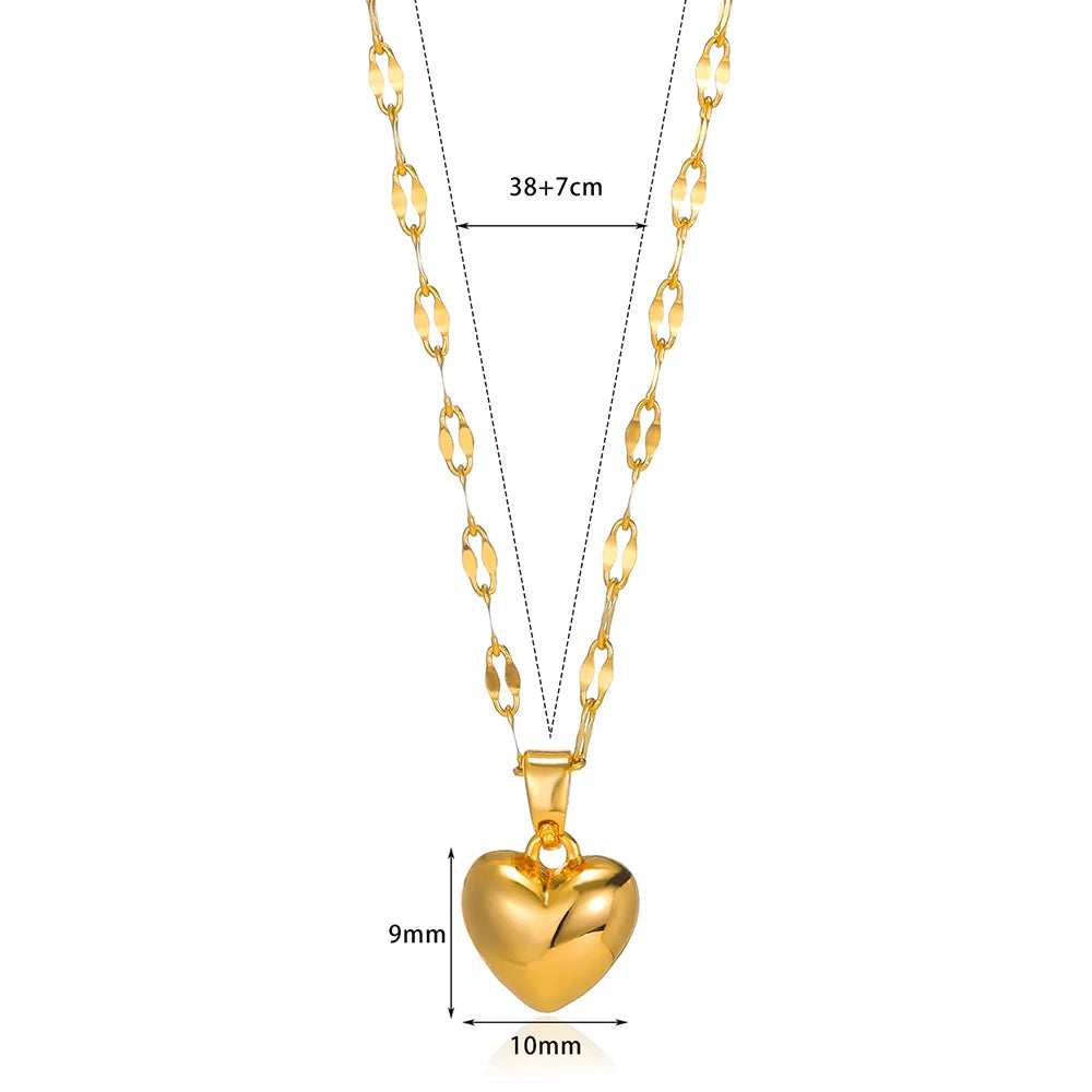 Trendy Stainless Steel Love Heart Pendant Necklace for Women